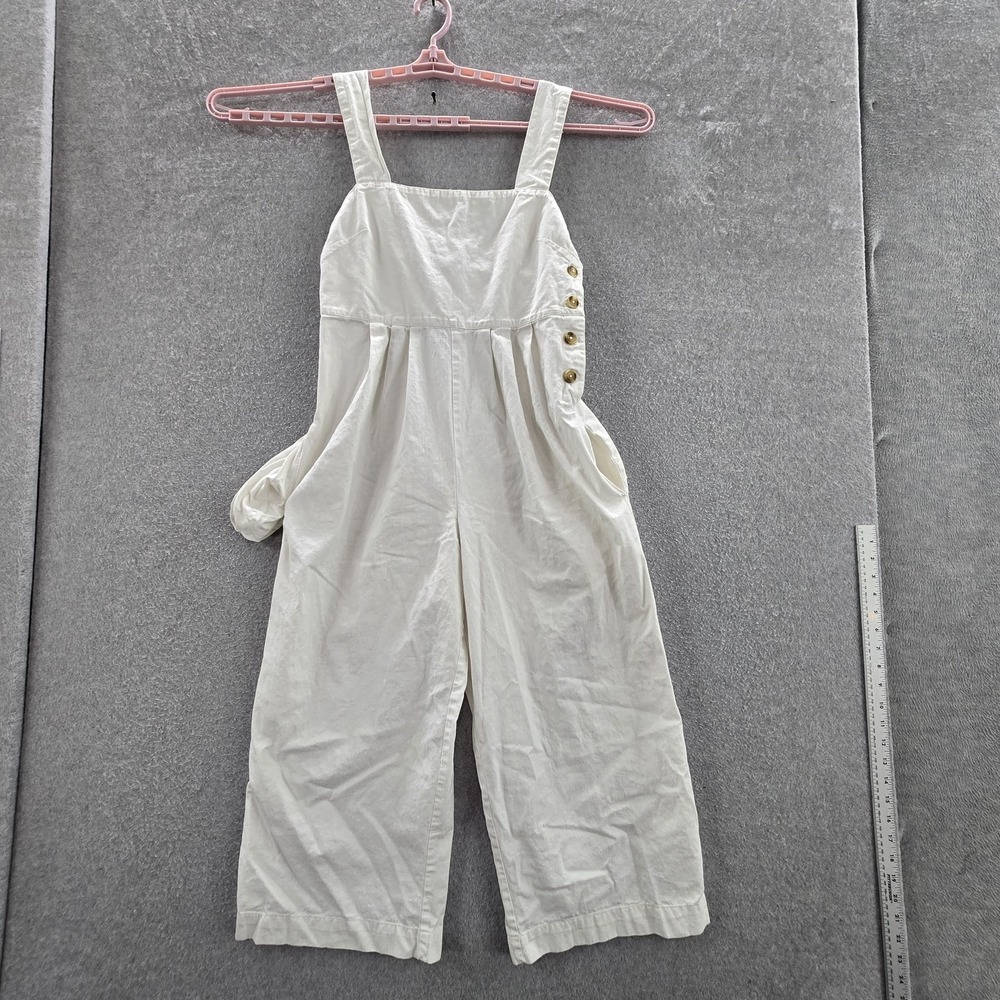 Billabong Women Overalls M White Vacation Jumpsuit Sleeveless 22" Inseam READ